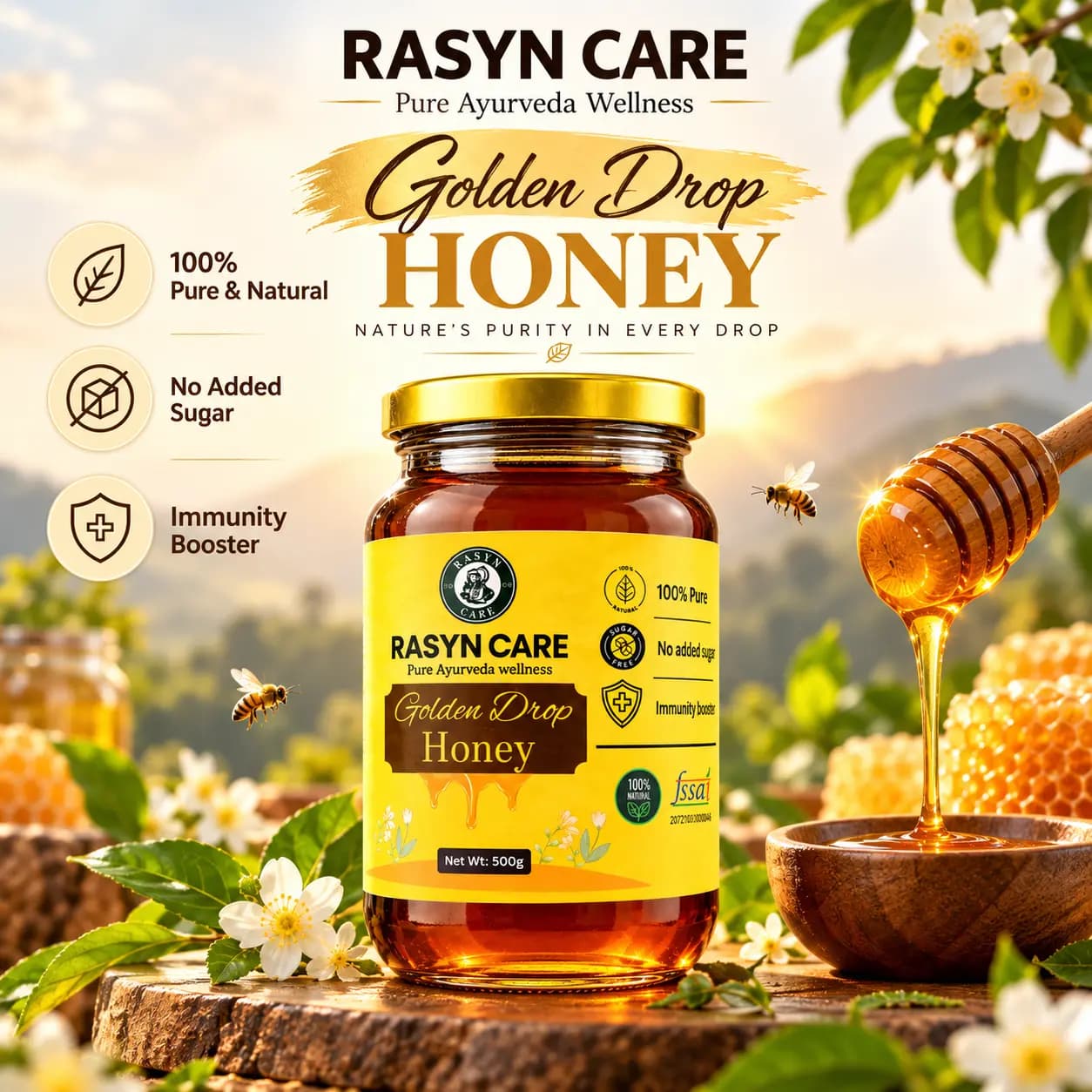 Rasyn Care Golden Drop Raw Honey